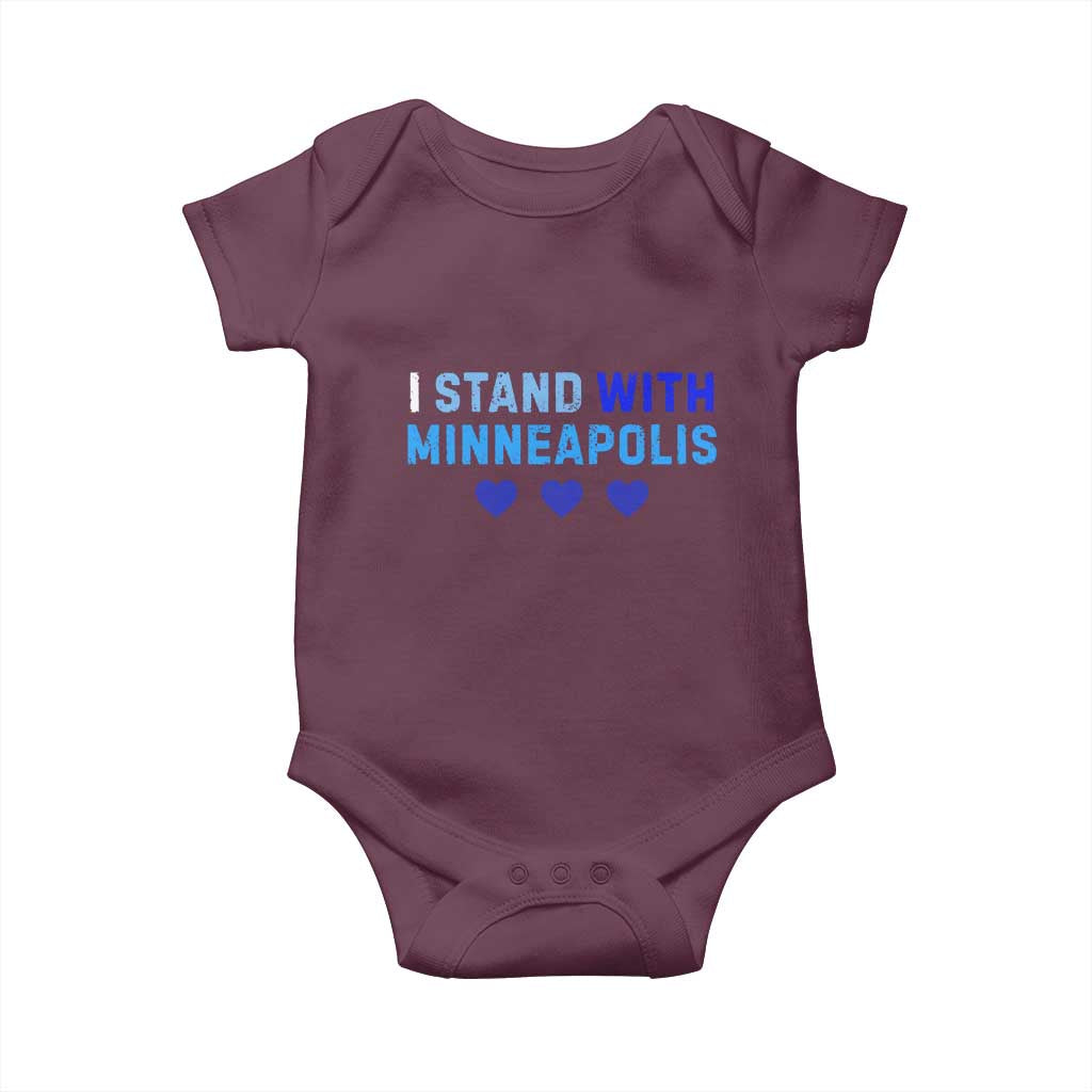 I Stand With Minneapolis Baby Onesie Blue Heart Solidarity Support Minnesota Strong TS02 Maroon Print Your Wear