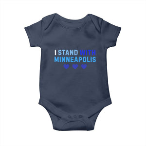 I Stand With Minneapolis Baby Onesie Blue Heart Solidarity Support Minnesota Strong TS02 Navy Print Your Wear