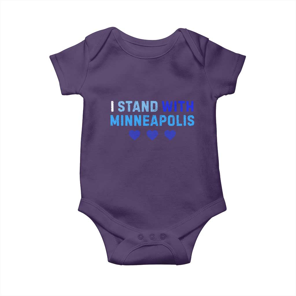 I Stand With Minneapolis Baby Onesie Blue Heart Solidarity Support Minnesota Strong TS02 Purple Print Your Wear