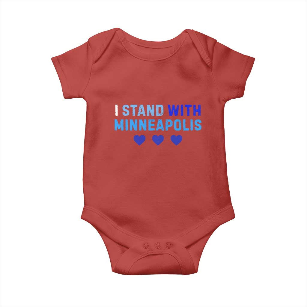 I Stand With Minneapolis Baby Onesie Blue Heart Solidarity Support Minnesota Strong TS02 Red Print Your Wear