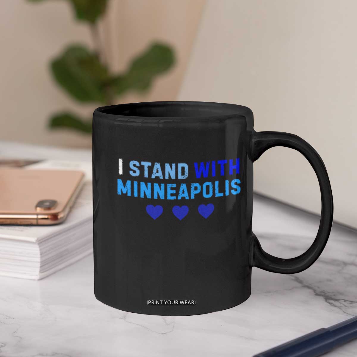 I Stand With Minneapolis Coffee Mug Blue Heart Solidarity Support Minnesota Strong TS02 Print Your Wear