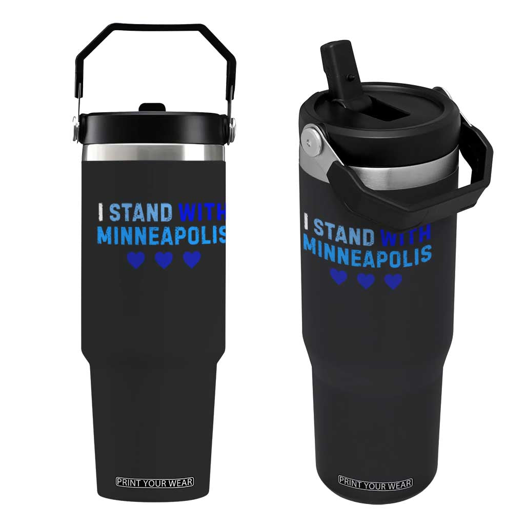 I Stand With Minneapolis Flip Straw Tumbler Blue Heart Solidarity Support Minnesota Strong TS02 One Size: 30 oz Black Print Your Wear