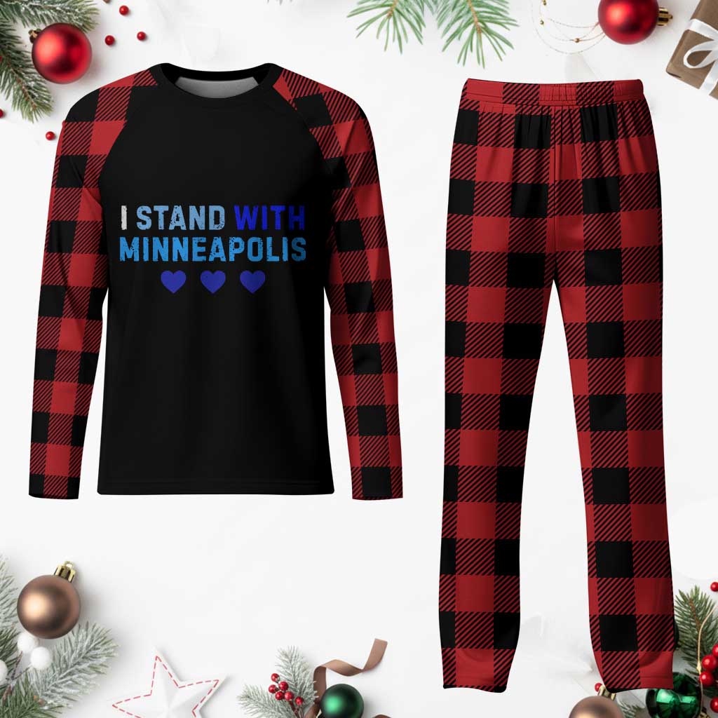 I Stand With Minneapolis Plaid Pajama Set Blue Heart Solidarity Support Minnesota Strong TS02 Buffalo Plaid Print Your Wear