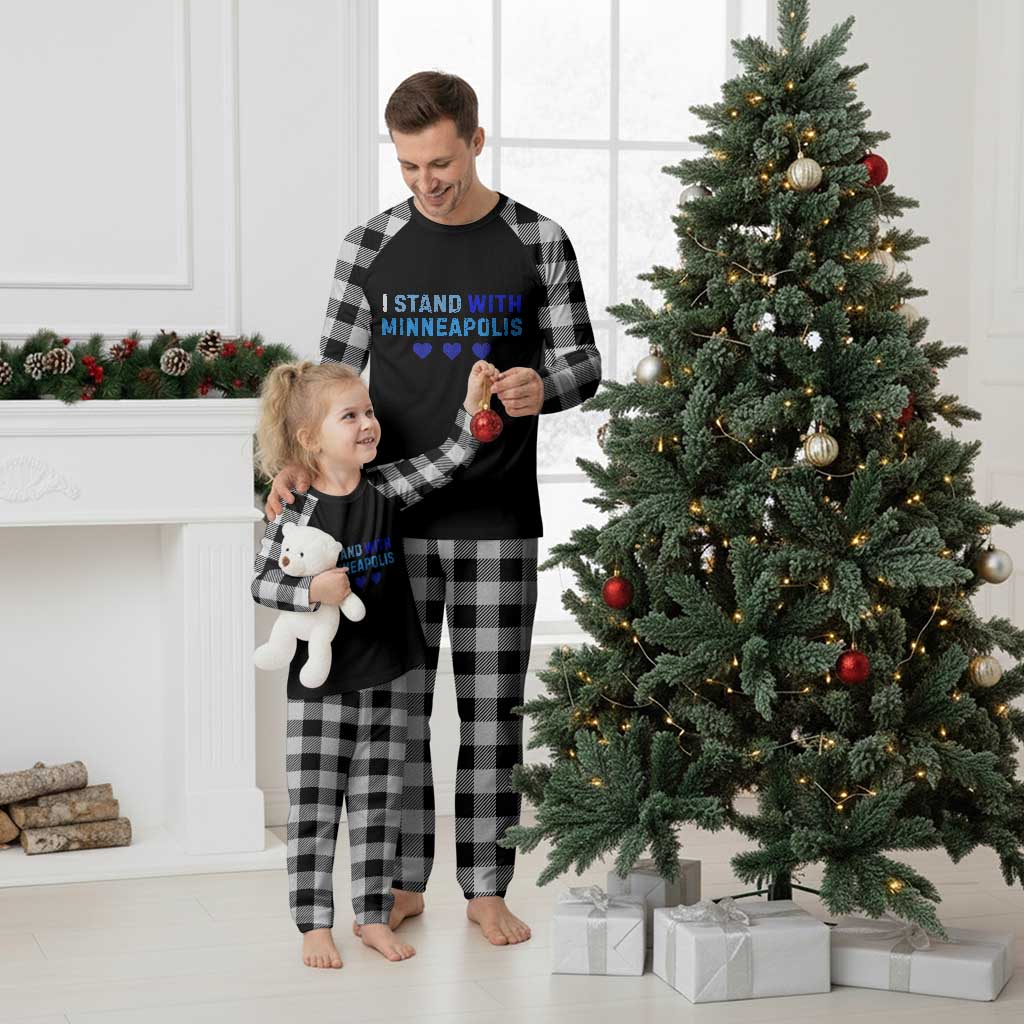 I Stand With Minneapolis Plaid Pajama Set Blue Heart Solidarity Support Minnesota Strong TS02 White Plaid Print Your Wear
