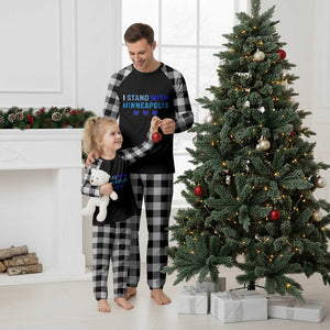 I Stand With Minneapolis Plaid Pajama Set Blue Heart Solidarity Support Minnesota Strong TS02 White Plaid Print Your Wear