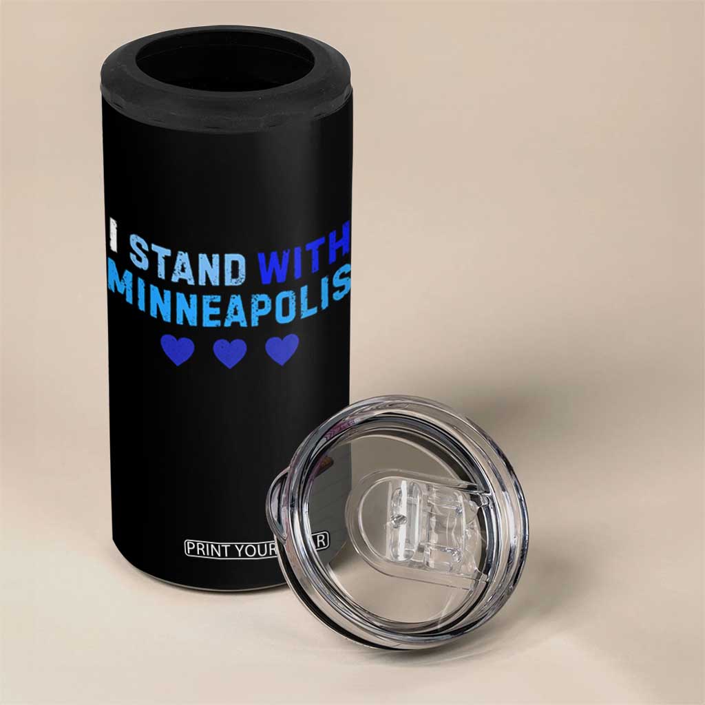 I Stand With Minneapolis 4 in 1 Can Cooler Tumbler Blue Heart Solidarity Support Minnesota Strong TS02 Print Your Wear