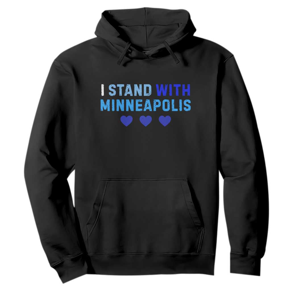 I Stand With Minneapolis Hoodie Blue Heart Solidarity Support Minnesota Strong TS02 Black Print Your Wear
