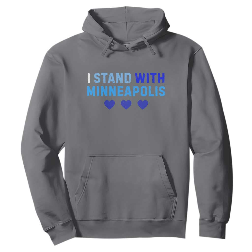 I Stand With Minneapolis Hoodie Blue Heart Solidarity Support Minnesota Strong TS02 Charcoal Print Your Wear