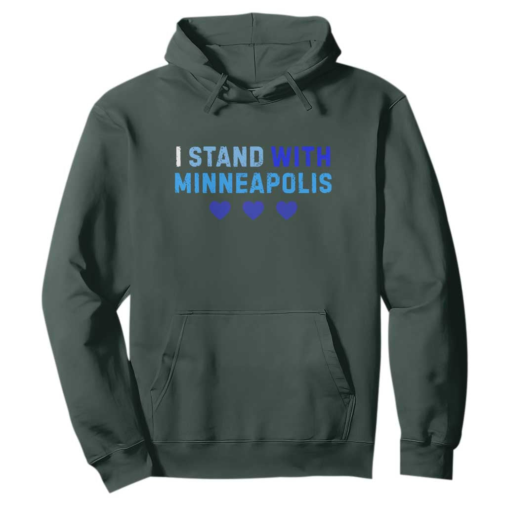 I Stand With Minneapolis Hoodie Blue Heart Solidarity Support Minnesota Strong TS02 Dark Forest Green Print Your Wear