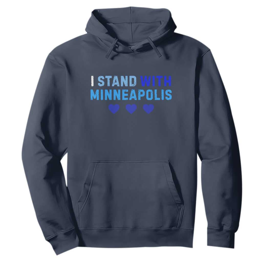 I Stand With Minneapolis Hoodie Blue Heart Solidarity Support Minnesota Strong TS02 Navy Print Your Wear