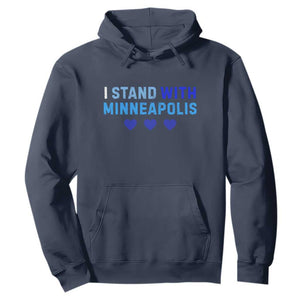 I Stand With Minneapolis Hoodie Blue Heart Solidarity Support Minnesota Strong TS02 Navy Print Your Wear