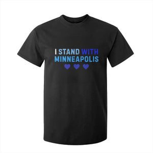 I Stand With Minneapolis T Shirt For Kid Blue Heart Solidarity Support Minnesota Strong TS02 Black Print Your Wear
