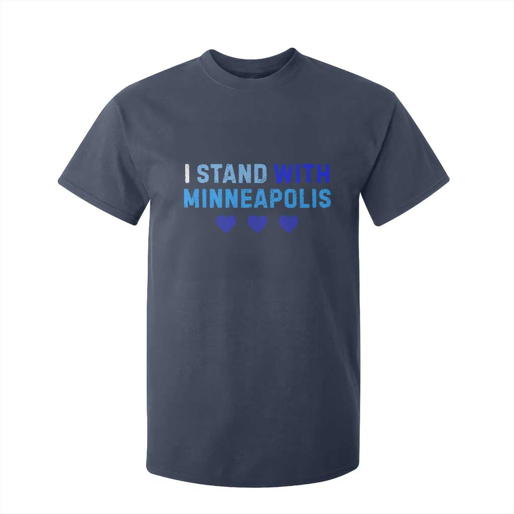 I Stand With Minneapolis T Shirt For Kid Blue Heart Solidarity Support Minnesota Strong TS02 Navy Print Your Wear
