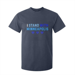 I Stand With Minneapolis T Shirt For Kid Blue Heart Solidarity Support Minnesota Strong TS02 Navy Print Your Wear