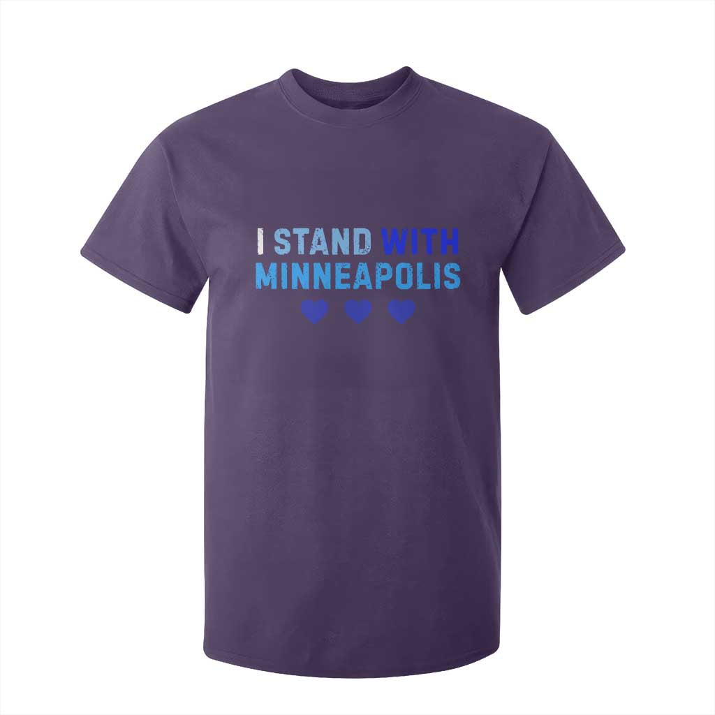 I Stand With Minneapolis T Shirt For Kid Blue Heart Solidarity Support Minnesota Strong TS02 Purple Print Your Wear