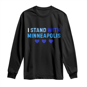 I Stand With Minneapolis Long Sleeve Shirt Blue Heart Solidarity Support Minnesota Strong TS02 Black Print Your Wear