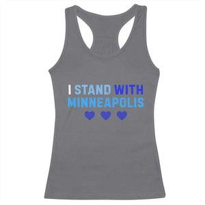 I Stand With Minneapolis Racerback Tank Top Blue Heart Solidarity Support Minnesota Strong TS02 Charcoal Print Your Wear