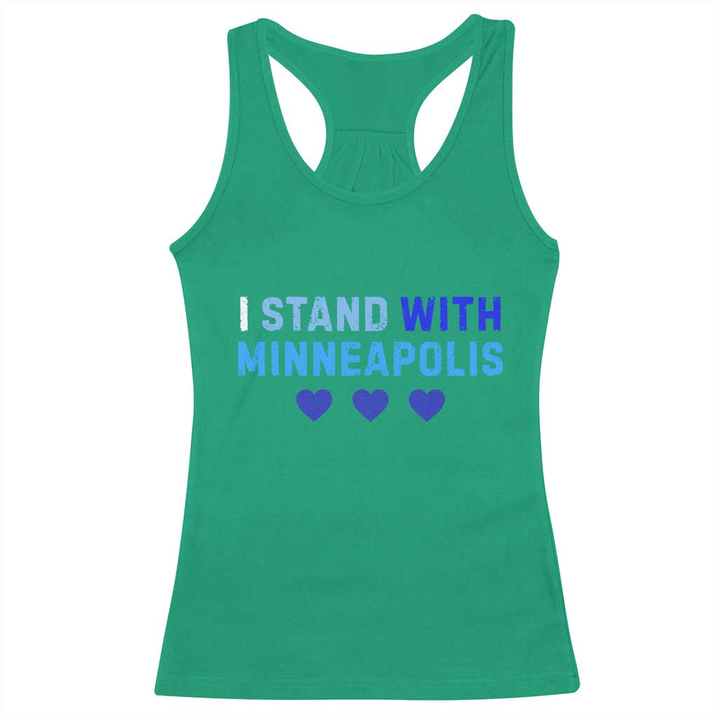 I Stand With Minneapolis Racerback Tank Top Blue Heart Solidarity Support Minnesota Strong TS02 Irish Green Print Your Wear