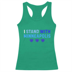 I Stand With Minneapolis Racerback Tank Top Blue Heart Solidarity Support Minnesota Strong TS02 Irish Green Print Your Wear