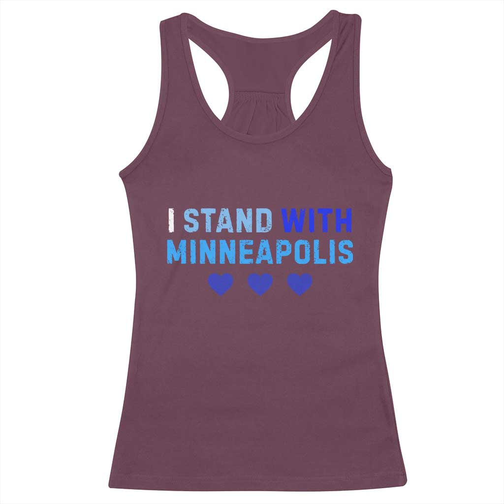 I Stand With Minneapolis Racerback Tank Top Blue Heart Solidarity Support Minnesota Strong TS02 Maroon Print Your Wear