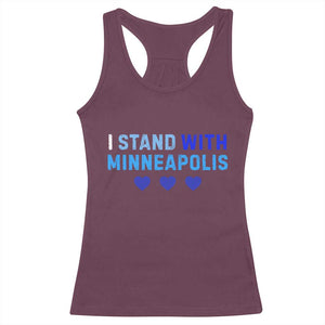 I Stand With Minneapolis Racerback Tank Top Blue Heart Solidarity Support Minnesota Strong TS02 Maroon Print Your Wear