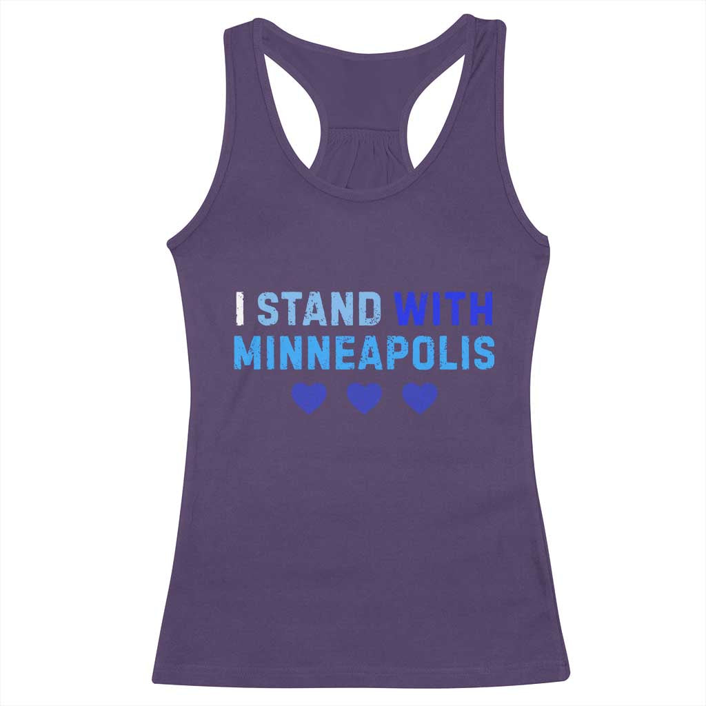 I Stand With Minneapolis Racerback Tank Top Blue Heart Solidarity Support Minnesota Strong TS02 Purple Print Your Wear