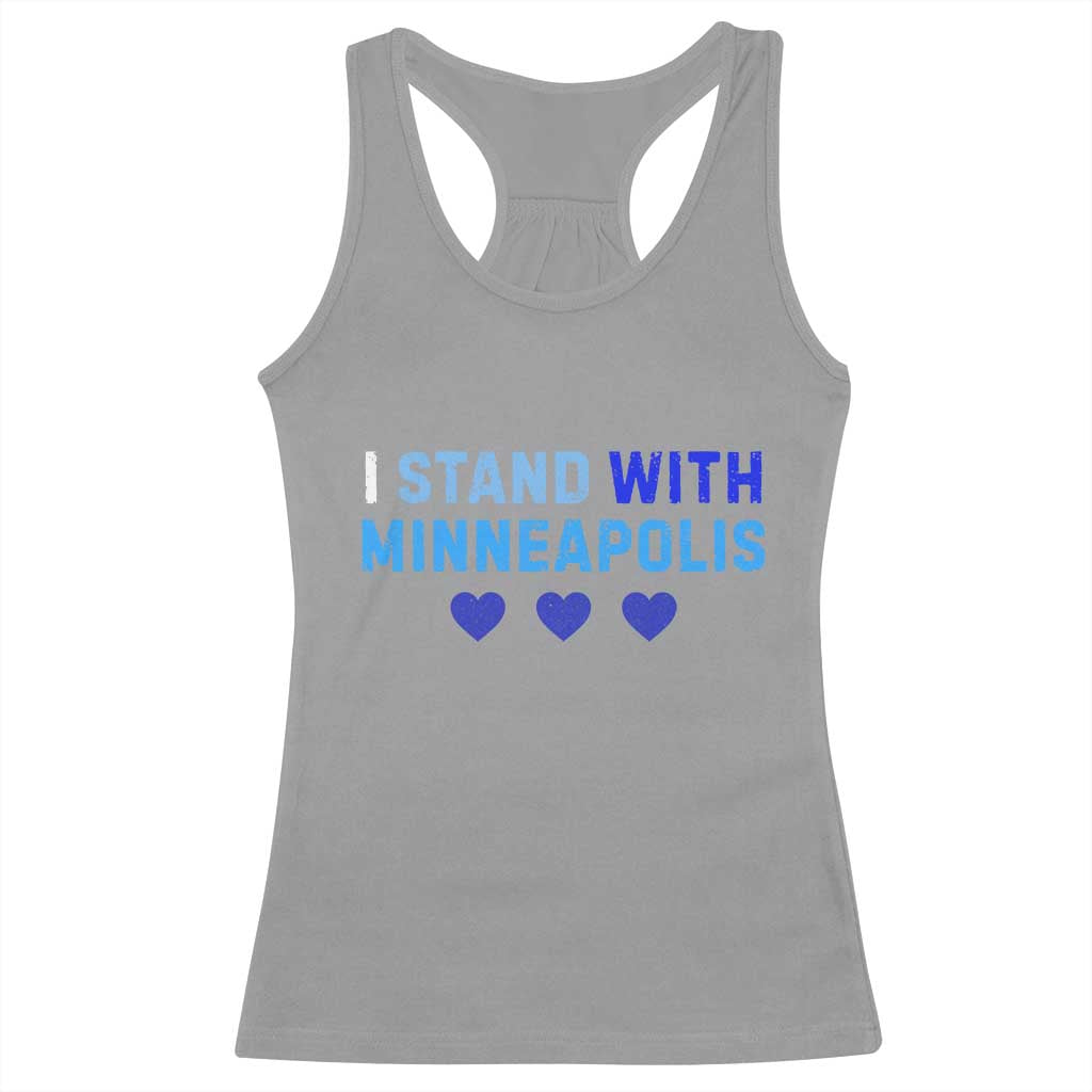 I Stand With Minneapolis Racerback Tank Top Blue Heart Solidarity Support Minnesota Strong TS02 Sport Gray Print Your Wear