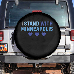 I Stand With Minneapolis Spare Tire Cover Blue Heart Solidarity Support Minnesota Strong TS02 No hole Black Print Your Wear