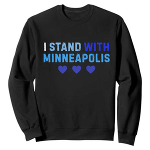 I Stand With Minneapolis Sweatshirt Blue Heart Solidarity Support Minnesota Strong TS02 Black Print Your Wear