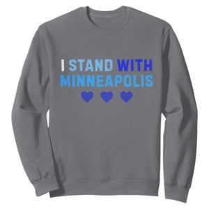 I Stand With Minneapolis Sweatshirt Blue Heart Solidarity Support Minnesota Strong TS02 Charcoal Print Your Wear