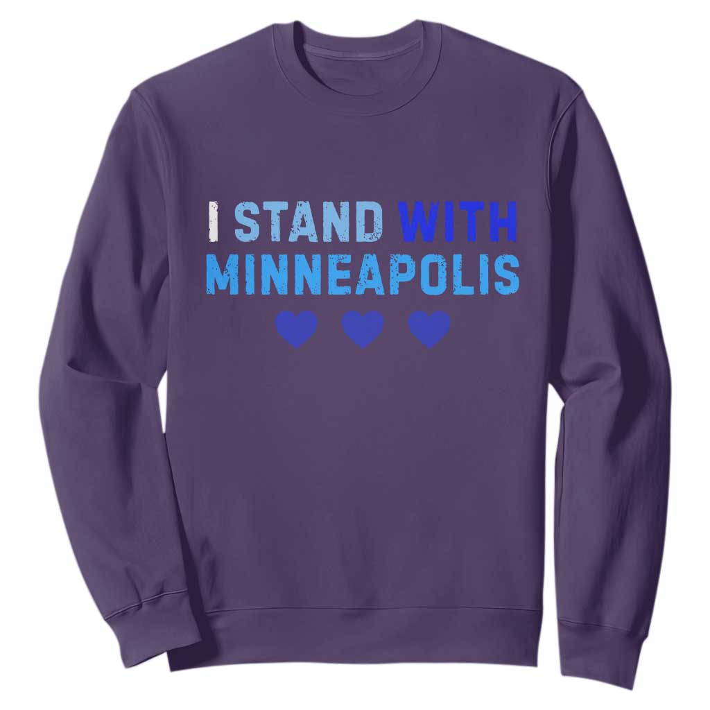 I Stand With Minneapolis Sweatshirt Blue Heart Solidarity Support Minnesota Strong TS02 Purple Print Your Wear