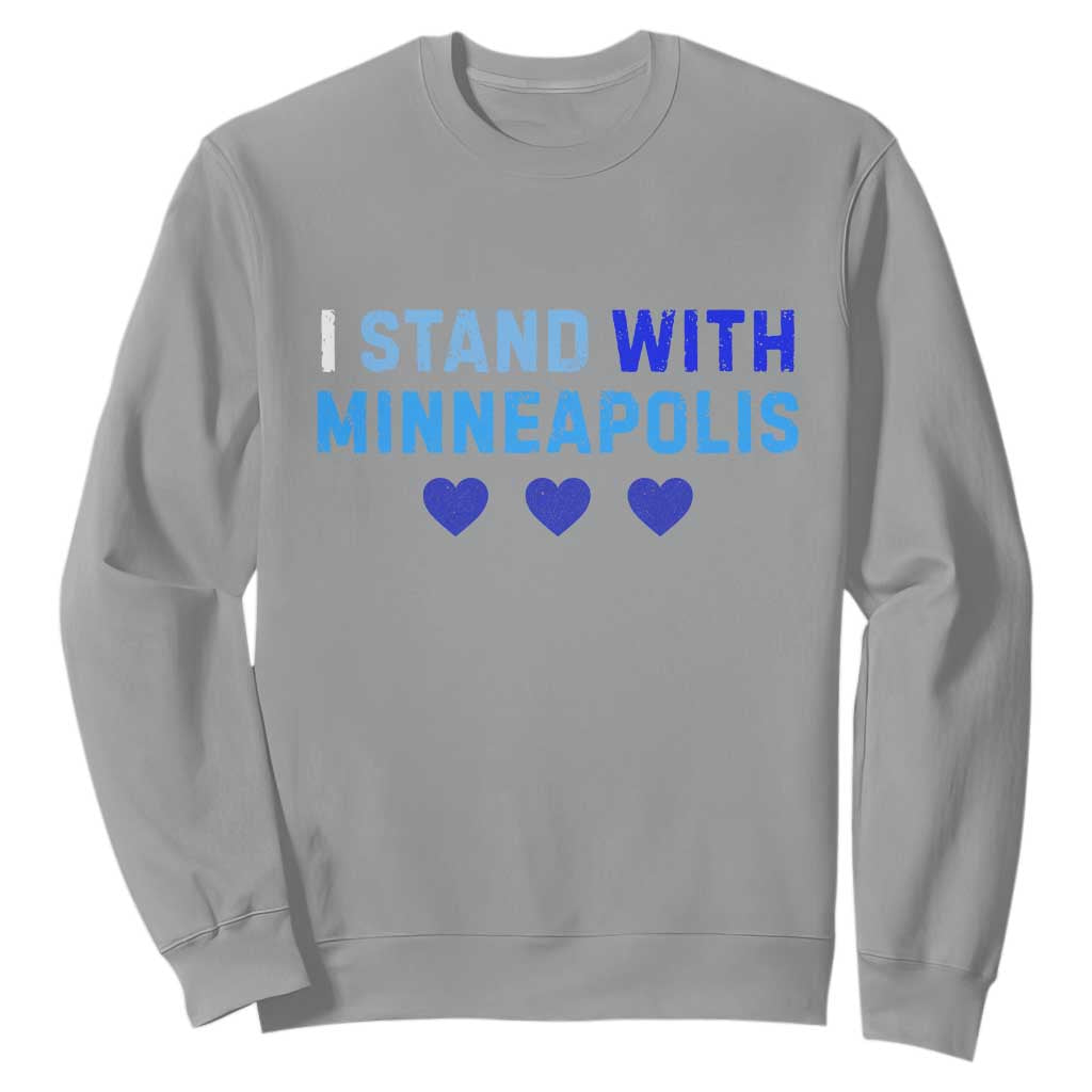 I Stand With Minneapolis Sweatshirt Blue Heart Solidarity Support Minnesota Strong TS02 Sport Gray Print Your Wear