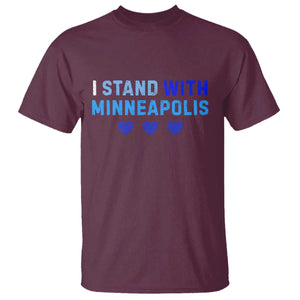 I Stand With Minneapolis T Shirt Blue Heart Solidarity Support Minnesota Strong TS02 Maroon Print Your Wear