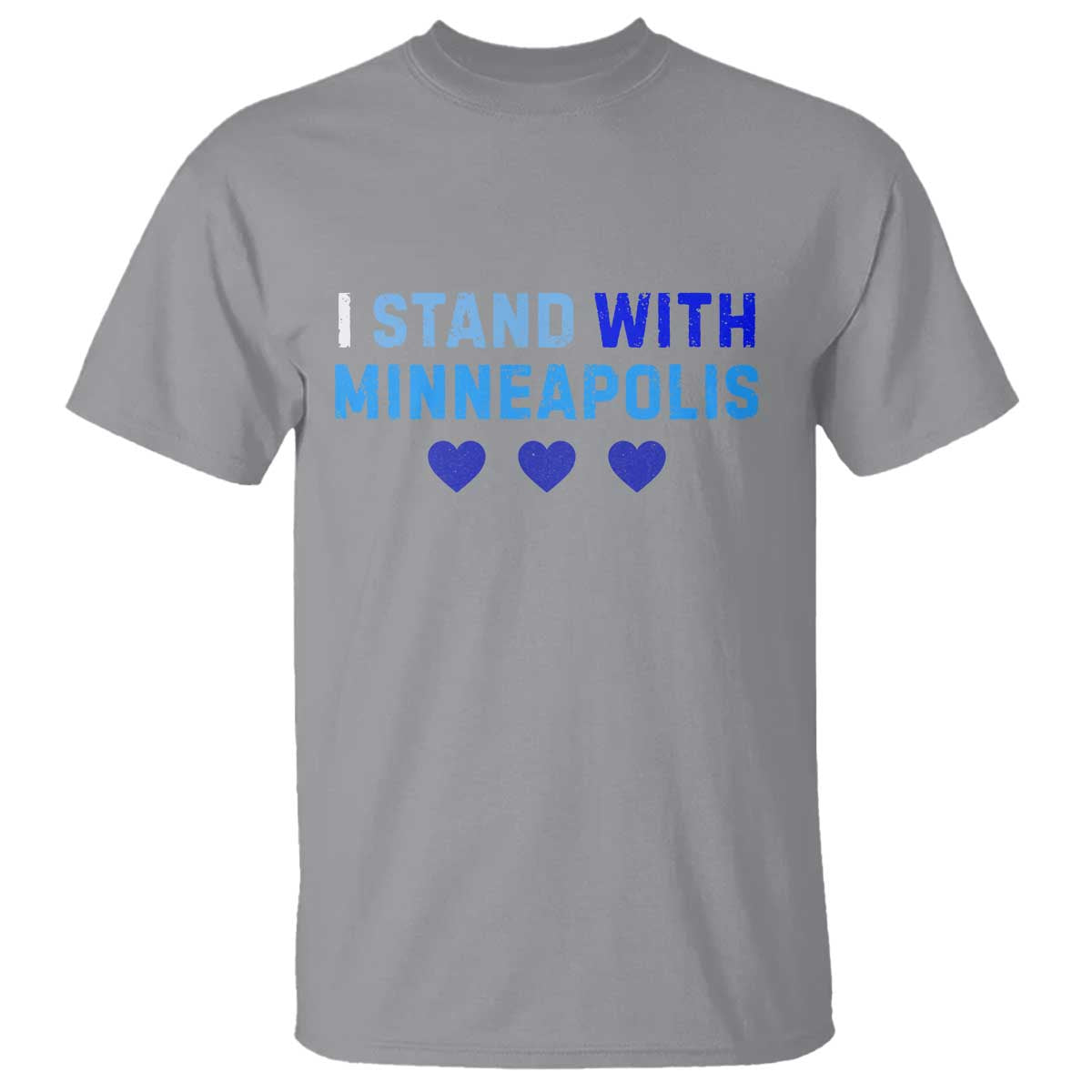 I Stand With Minneapolis T Shirt Blue Heart Solidarity Support Minnesota Strong TS02 Sport Gray Print Your Wear