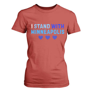 I Stand With Minneapolis T Shirt For Women Blue Heart Solidarity Support Minnesota Strong TS02 Red Print Your Wear