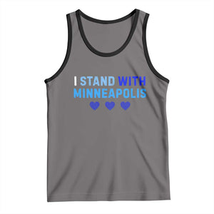 I Stand With Minneapolis Tank Top Blue Heart Solidarity Support Minnesota Strong TS02 Deep Heather Black Print Your Wear