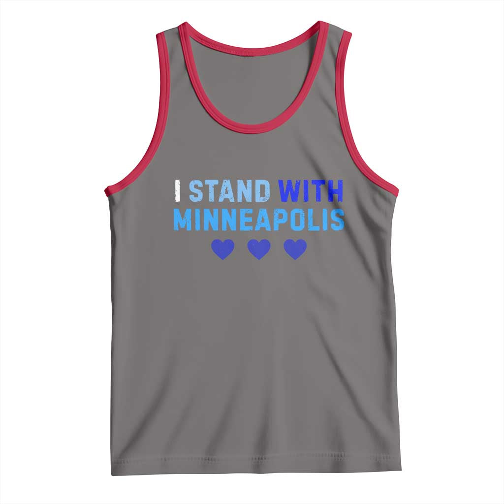 I Stand With Minneapolis Tank Top Blue Heart Solidarity Support Minnesota Strong TS02 Deep Heather Red Print Your Wear