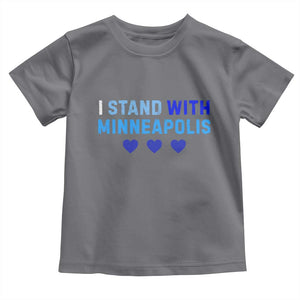 I Stand With Minneapolis Toddler T Shirt Blue Heart Solidarity Support Minnesota Strong TS02 Charcoal Print Your Wear