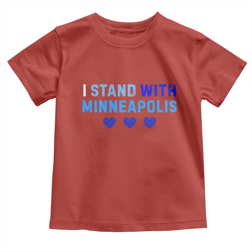 I Stand With Minneapolis Toddler T Shirt Blue Heart Solidarity Support Minnesota Strong TS02 Red Print Your Wear