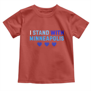 I Stand With Minneapolis Toddler T Shirt Blue Heart Solidarity Support Minnesota Strong TS02 Red Print Your Wear
