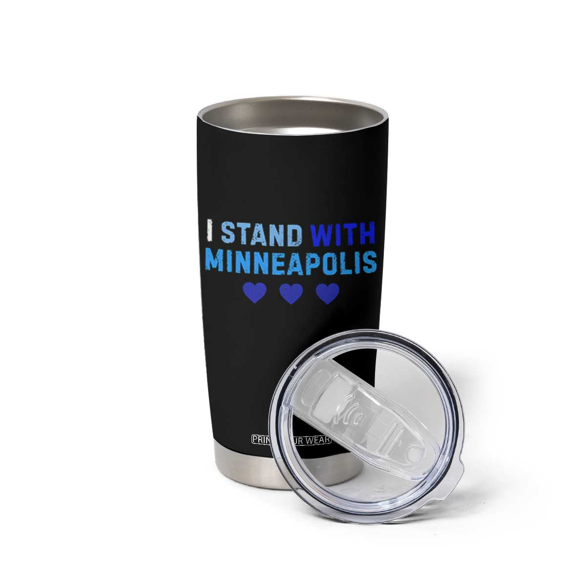 I Stand With Minneapolis Tumbler Cup Blue Heart Solidarity Support Minnesota Strong TS02 Print Your Wear
