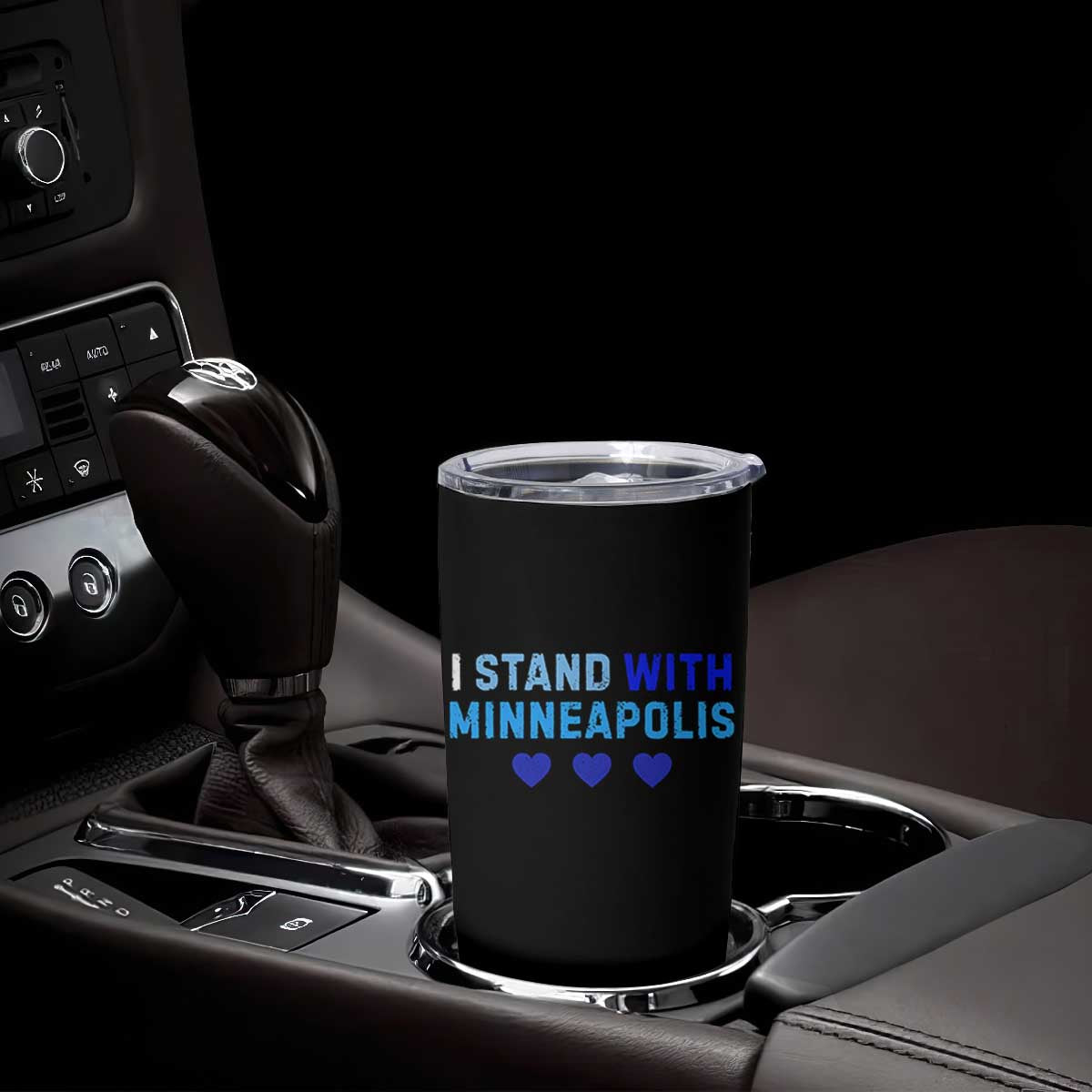 I Stand With Minneapolis Tumbler Cup Blue Heart Solidarity Support Minnesota Strong TS02 Print Your Wear