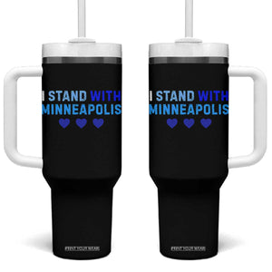 I Stand With Minneapolis Tumbler With Handle Blue Heart Solidarity Support Minnesota Strong TS02 One Size: 40 oz Black Print Your Wear