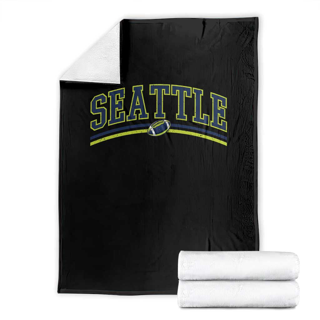 Vintage Seattle Pride Retro Varsity Athletic Style Graphic Throw Blanket Game Day Sports Fan TS02 Black Print Your Wear