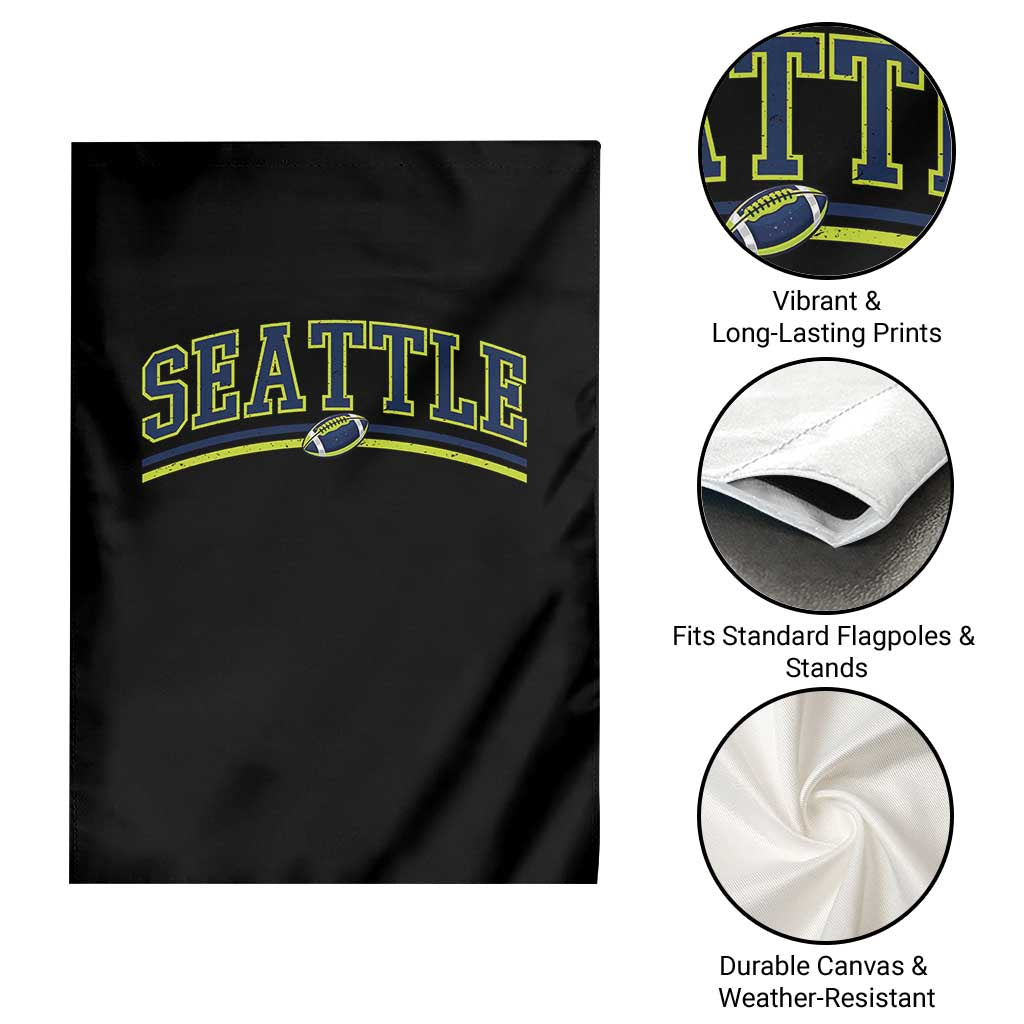 Vintage Seattle Pride Retro Varsity Athletic Style Graphic Garden Flag Game Day Sports Fan