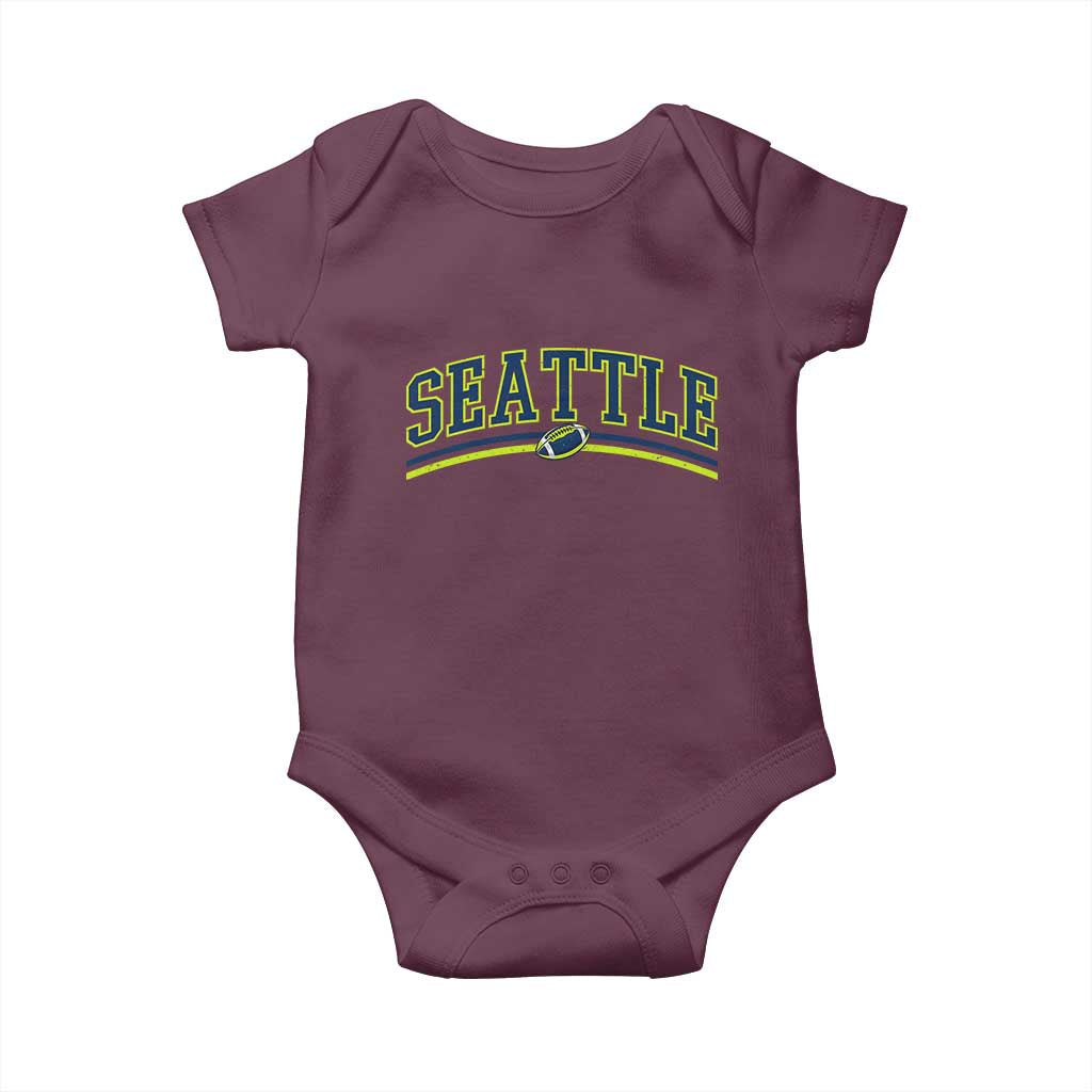 Vintage Seattle Pride Retro Varsity Athletic Style Graphic Baby Onesie Game Day Sports Fan