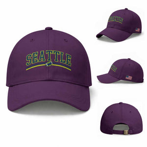 Vintage Seattle Pride Retro Varsity Athletic Style Graphic Baseball Cap Game Day Sports Fan