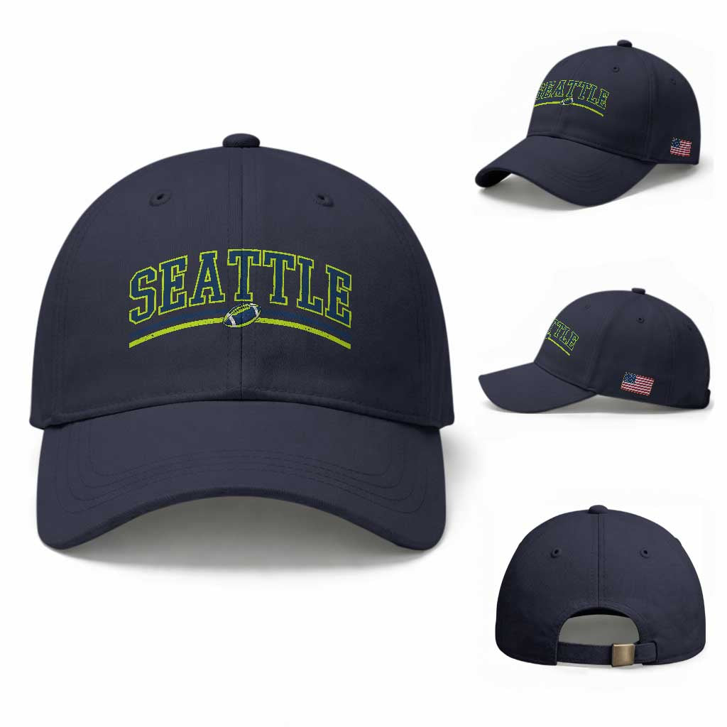 Vintage Seattle Pride Retro Varsity Athletic Style Graphic Baseball Cap Game Day Sports Fan