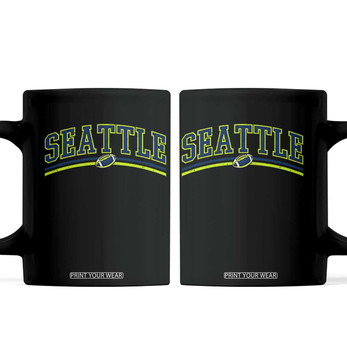 Vintage Seattle Pride Retro Varsity Athletic Style Graphic Coffee Mug Game Day Sports Fan TS02 Black Print Your Wear