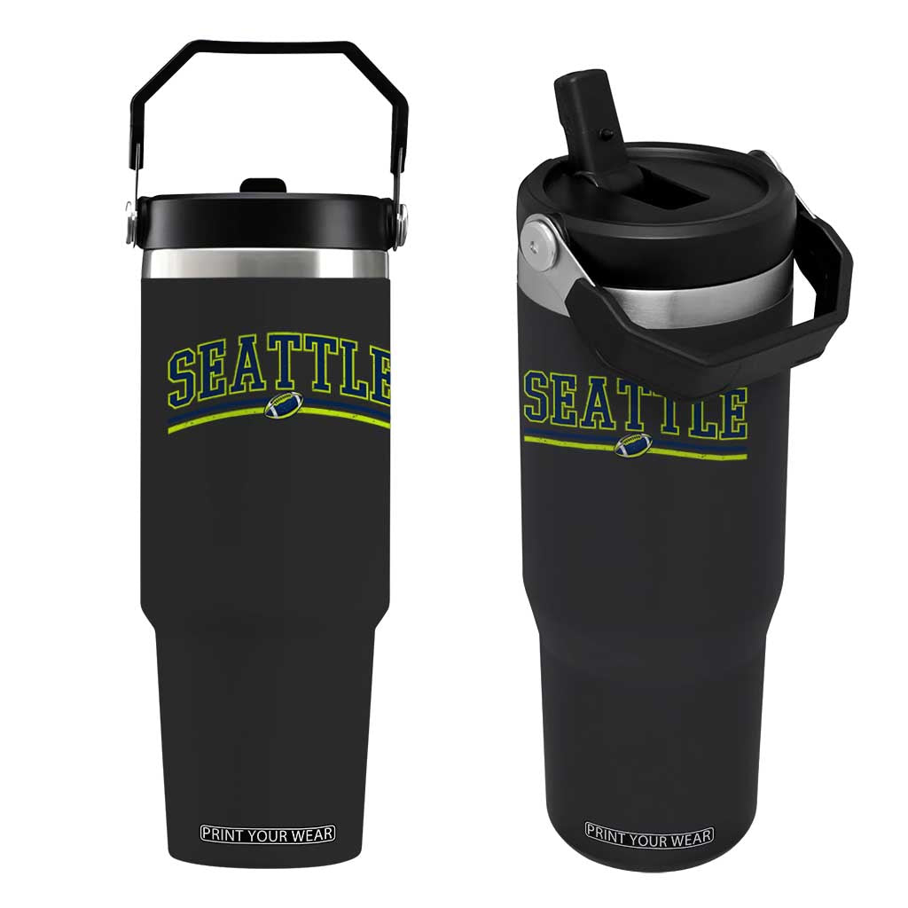 Vintage Seattle Pride Retro Varsity Athletic Style Graphic Flip Straw Tumbler Game Day Sports Fan TS02 One Size: 30 oz Black Print Your Wear